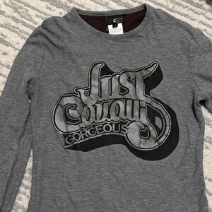 Just Cavalli Charcoal Graphic Long Sleeve Tee